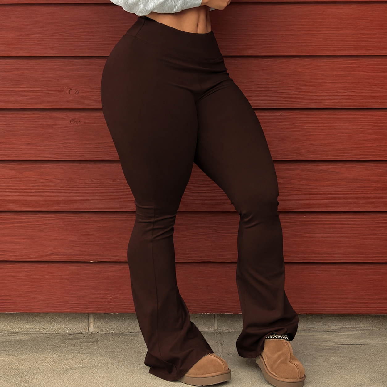 Casual High Rise Flared Pants With Stretch Fit For Women