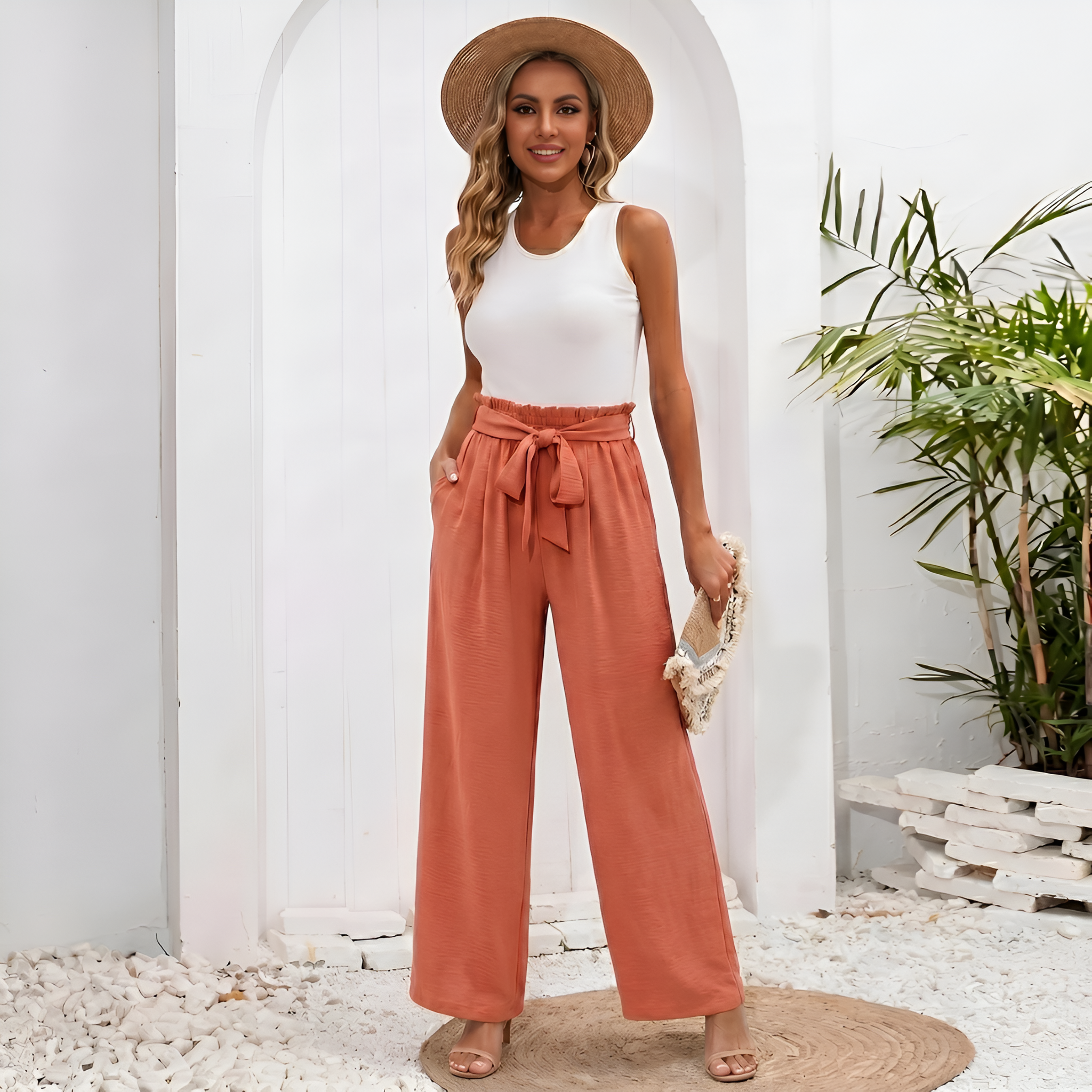 Wide And Loose Lounge Knot Trousers For Women