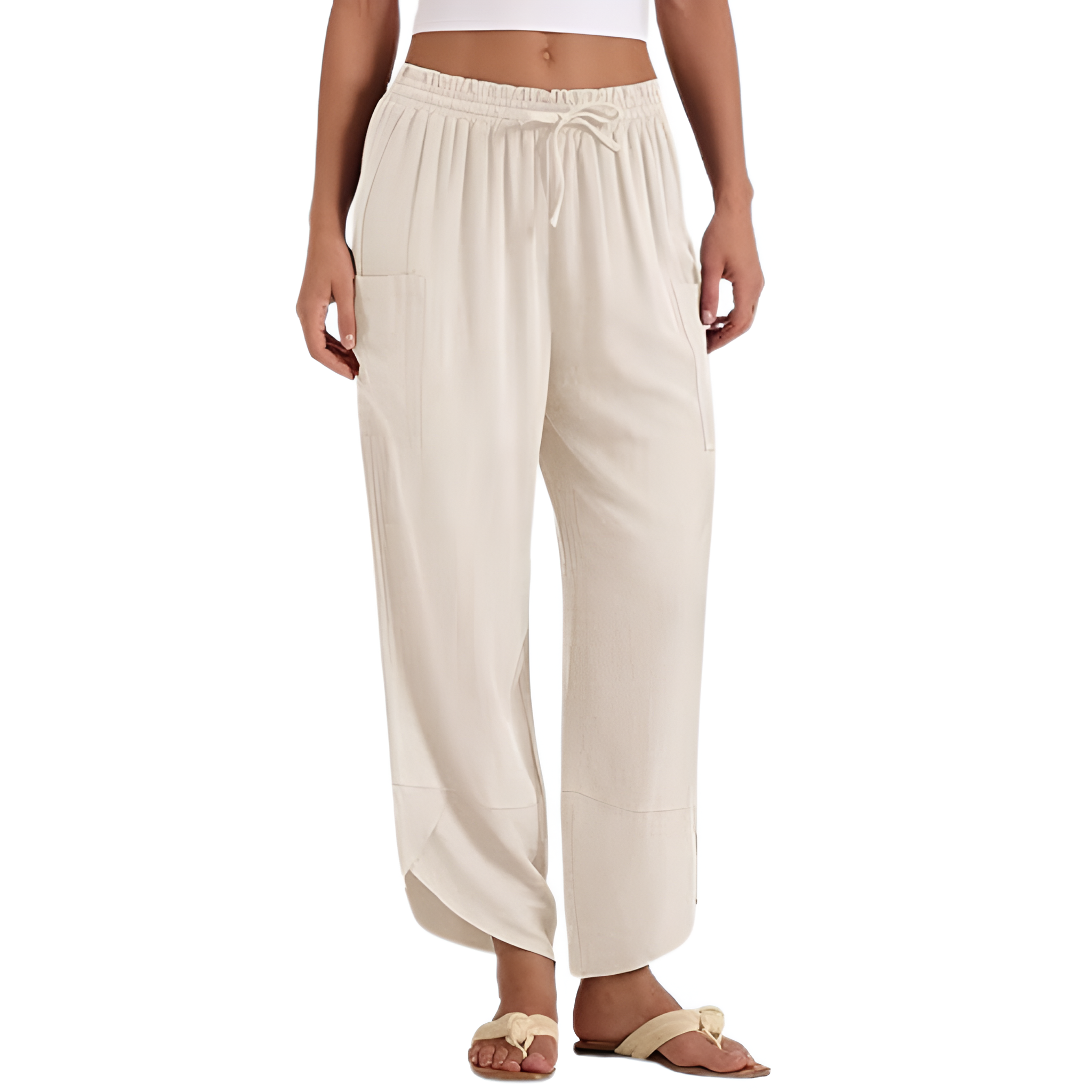 Wide Rise Casual Boho Capri Palazzo Pants For Women With Pockets