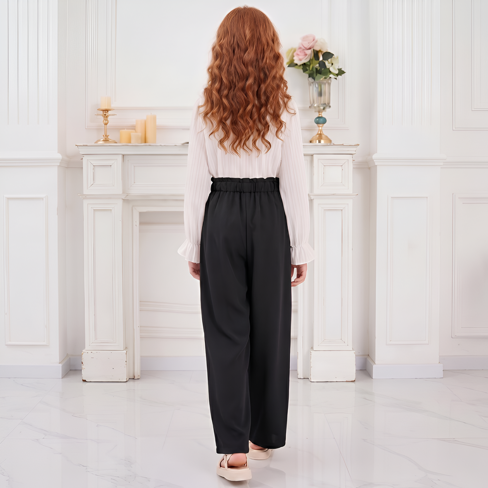 Spring And Summer Wear Loose Wide Palazzo Pants For Girls