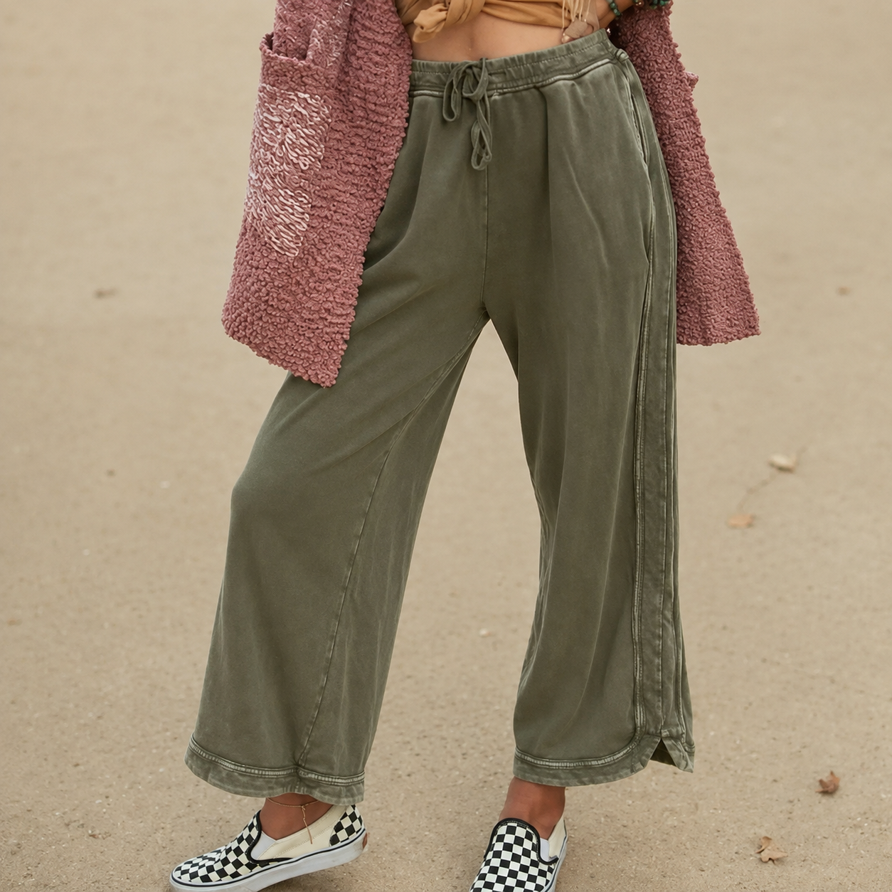 Vintage Baggy Washed Wide Athletic Sweatpants Trousers For Women