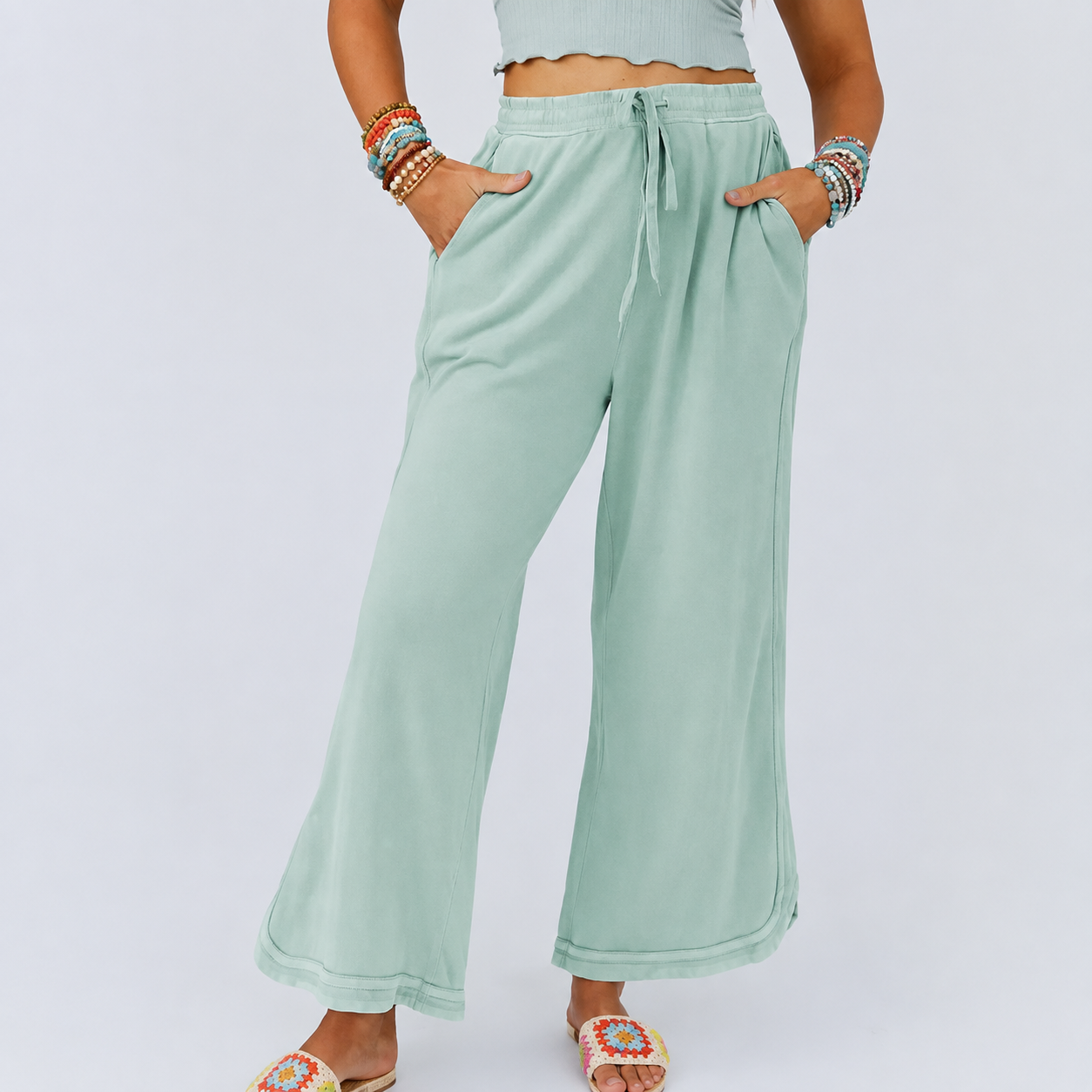 Vintage Baggy Washed Wide Athletic Sweatpants Trousers For Women