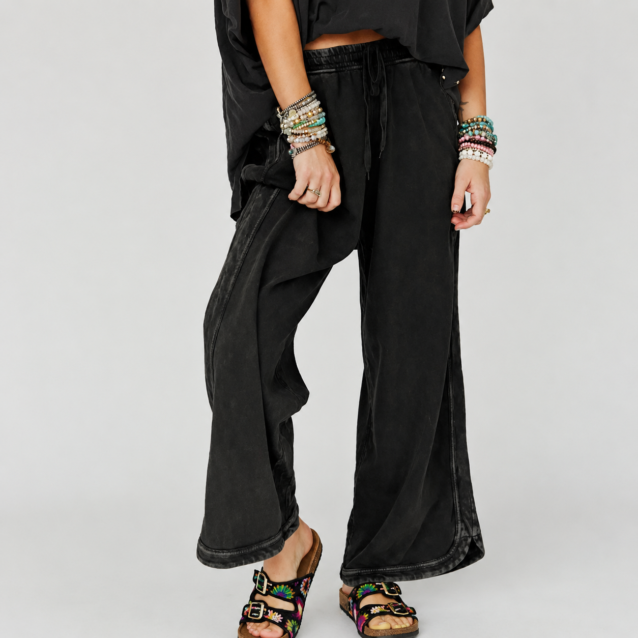 Vintage Baggy Washed Wide Athletic Sweatpants Trousers For Women
