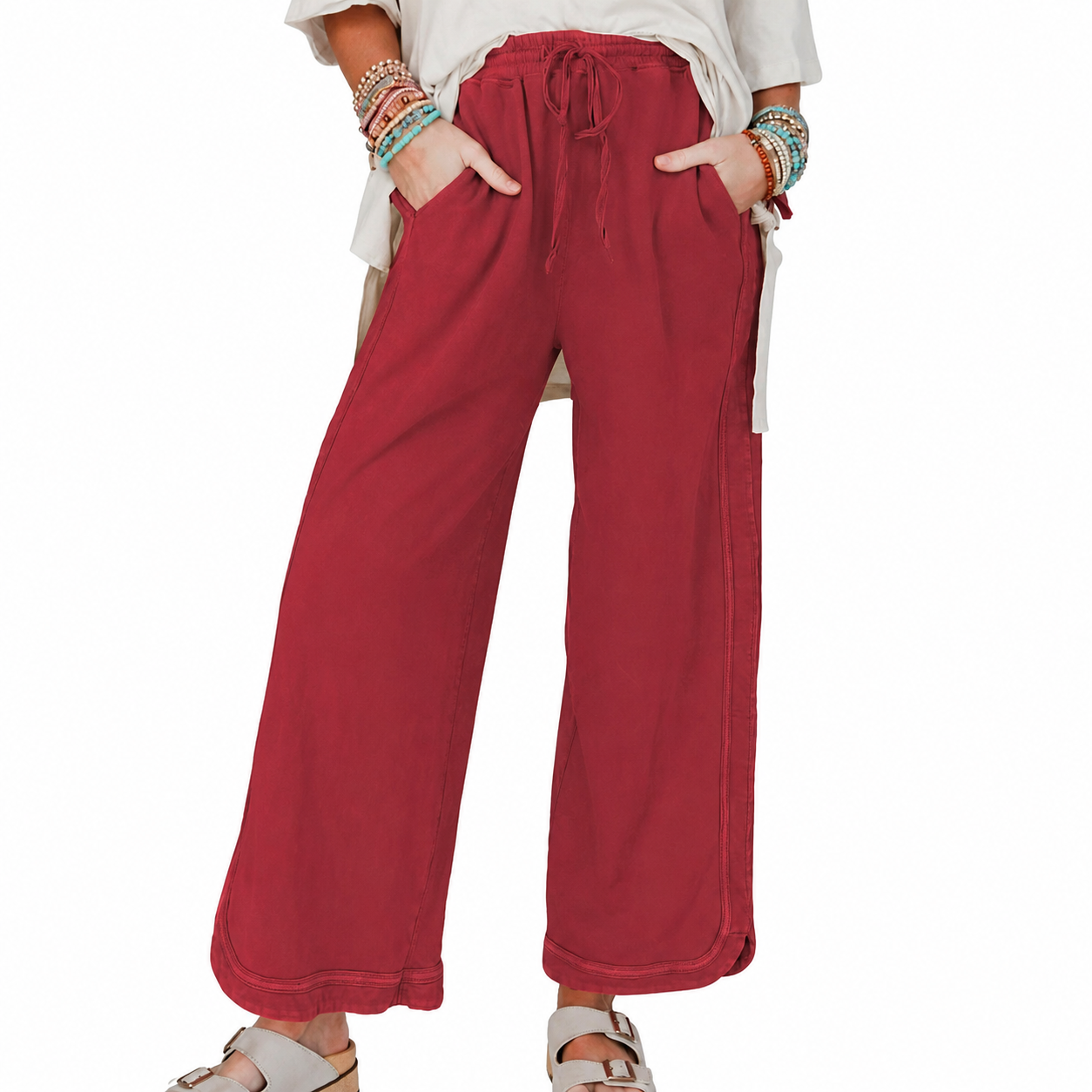 Vintage Baggy Washed Wide Athletic Sweatpants Trousers For Women