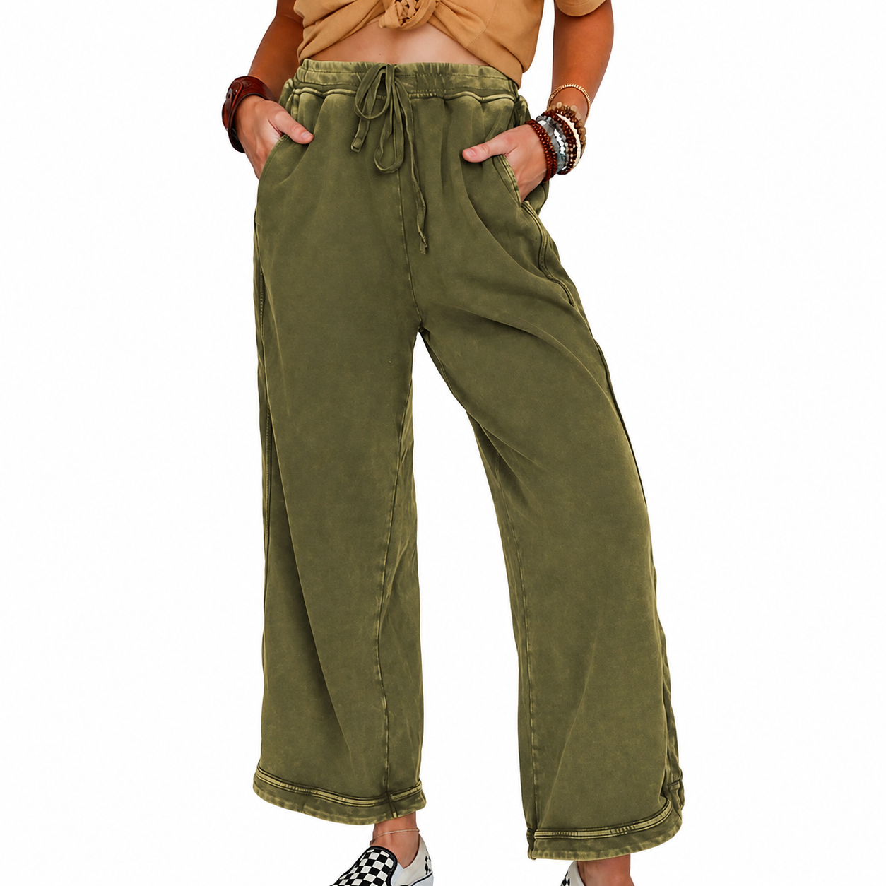 Vintage Baggy Washed Wide Athletic Sweatpants Trousers For Women