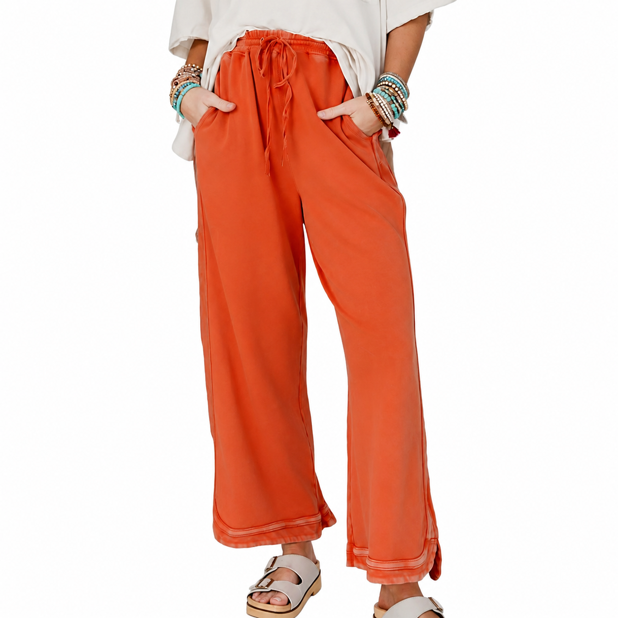 Vintage Baggy Washed Wide Athletic Sweatpants Trousers For Women
