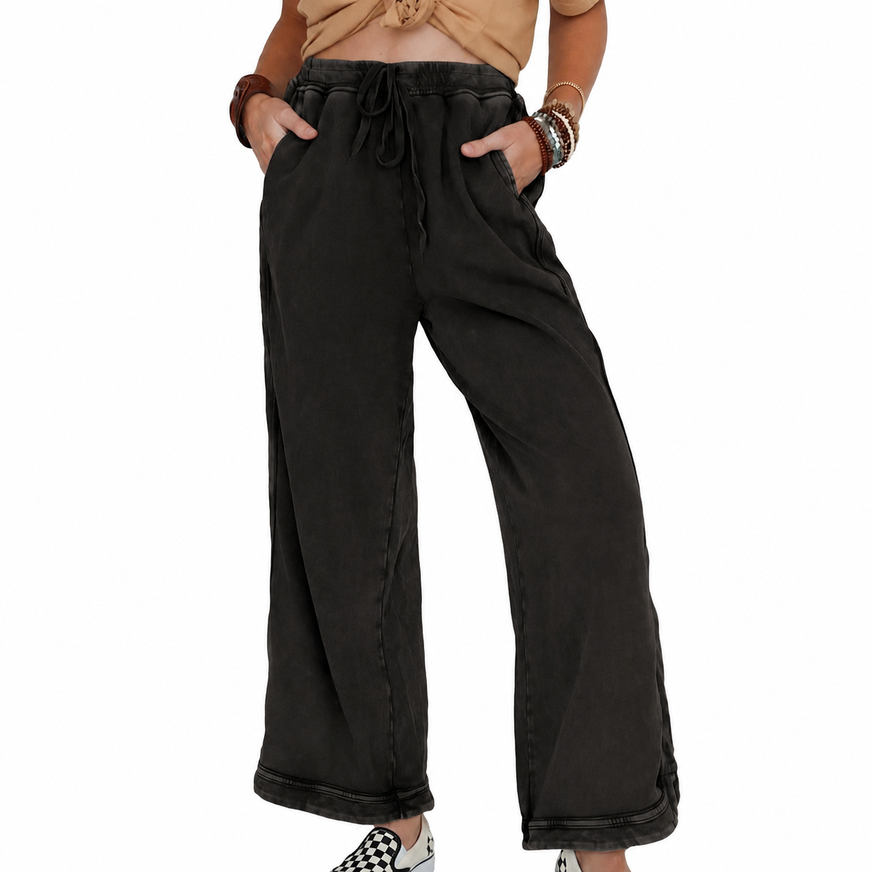Vintage Baggy Washed Wide Athletic Sweatpants Trousers For Women