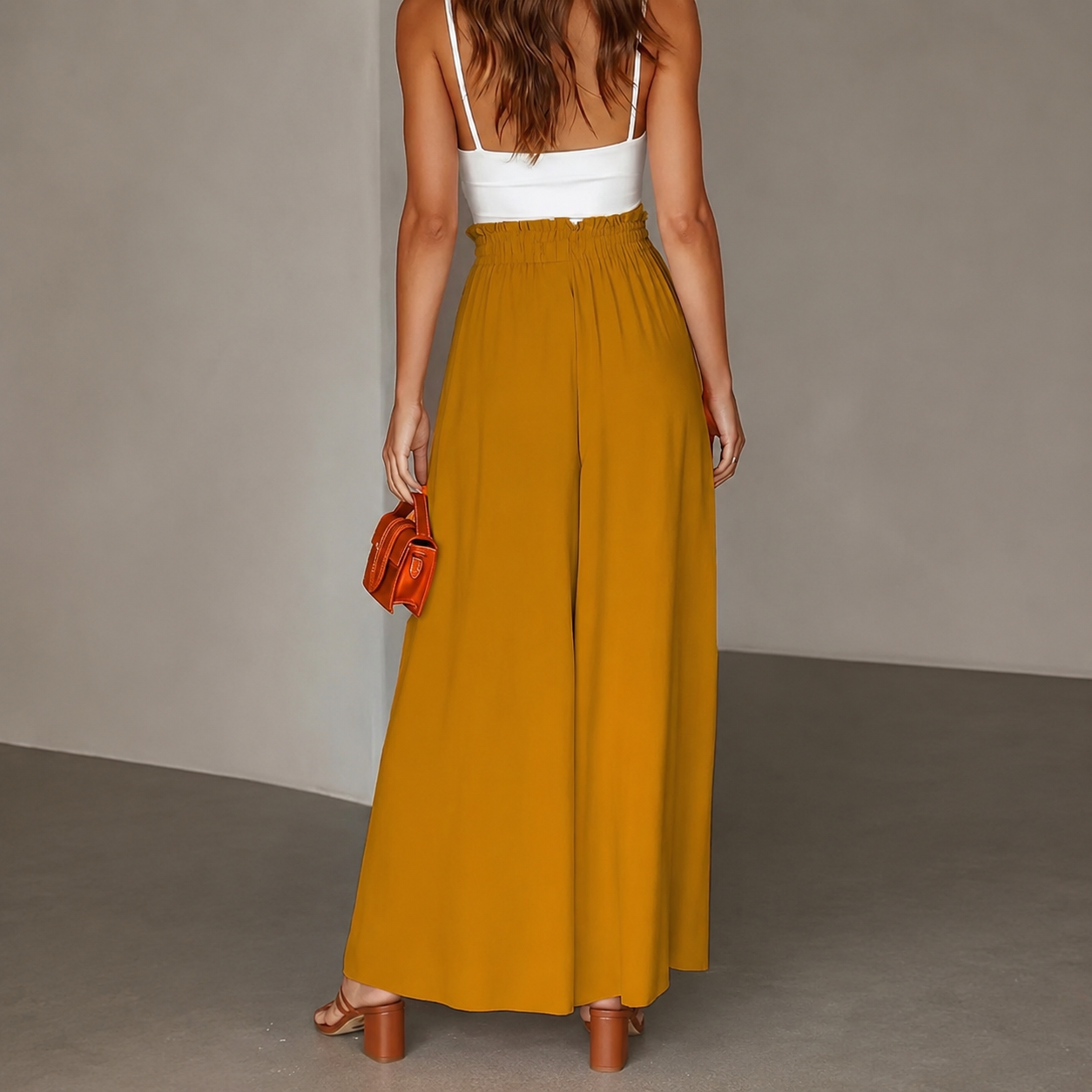 Loose Fit High Rise Wide Drawstring Pants With Pockets For Women