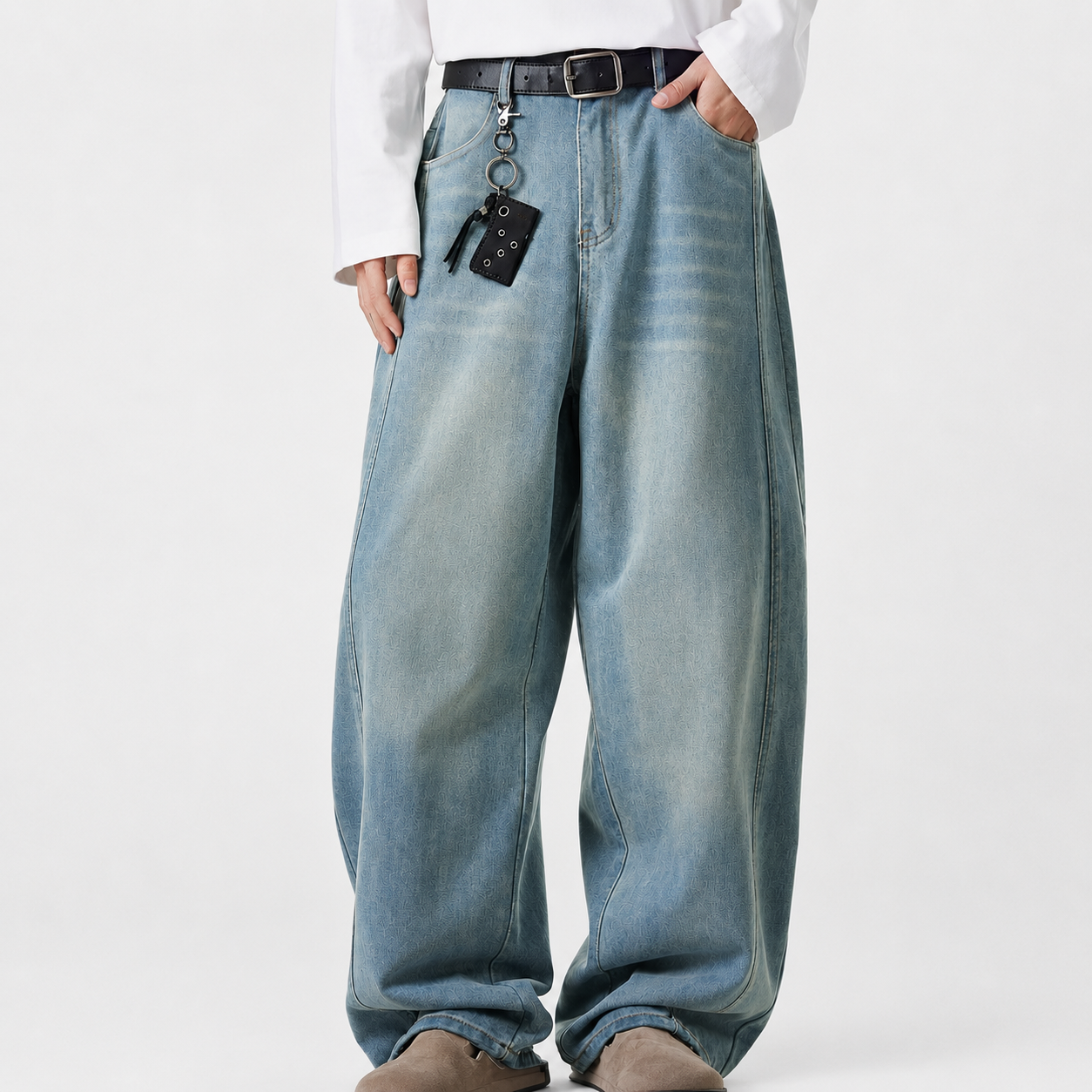 Wide Loose Baggy Hip Hop Streetwear Jeans For Men With Pockets