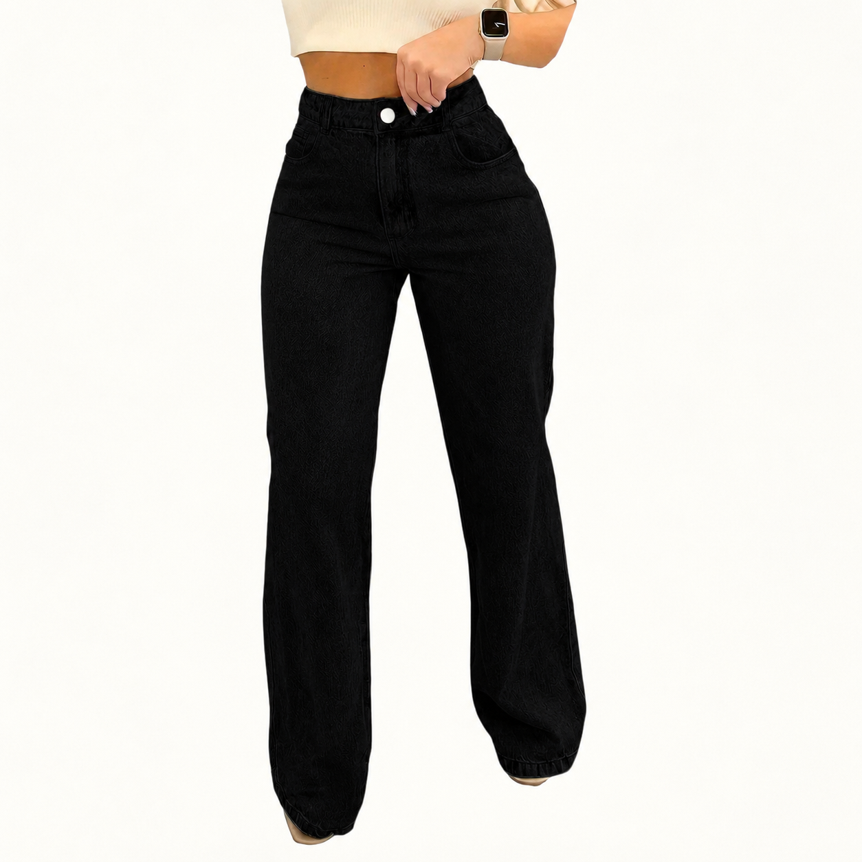 Casual Solid Slim Fit Jeans With Pockets For Women