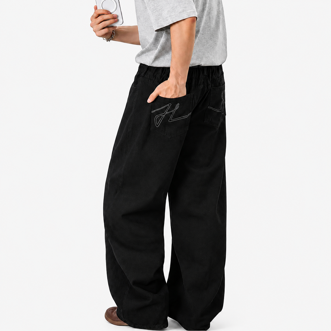 Wide Loose Baggy Hip Hop Streetwear Jeans For Men With Pockets