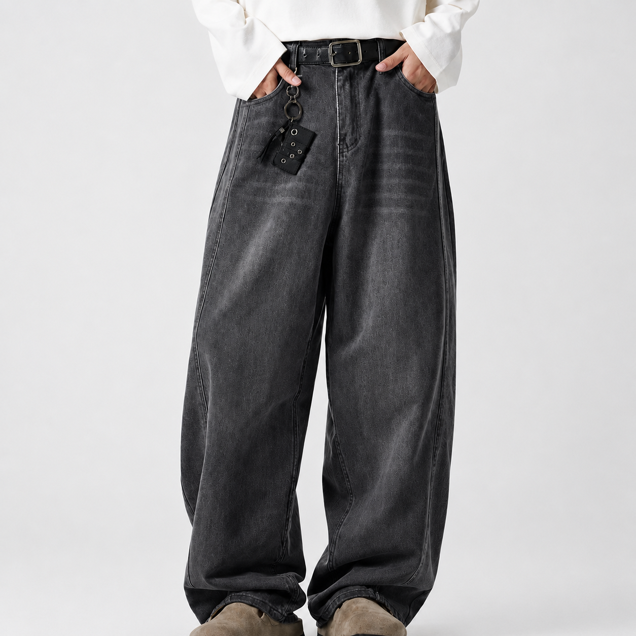 Wide Loose Baggy Hip Hop Streetwear Jeans For Men With Pockets