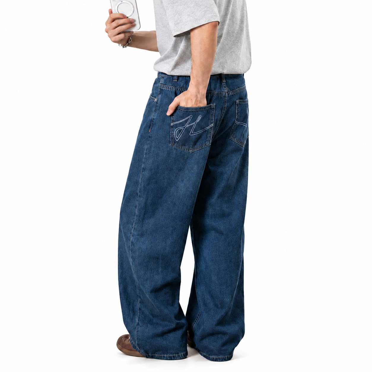 Wide Loose Baggy Hip Hop Streetwear Jeans For Men With Pockets