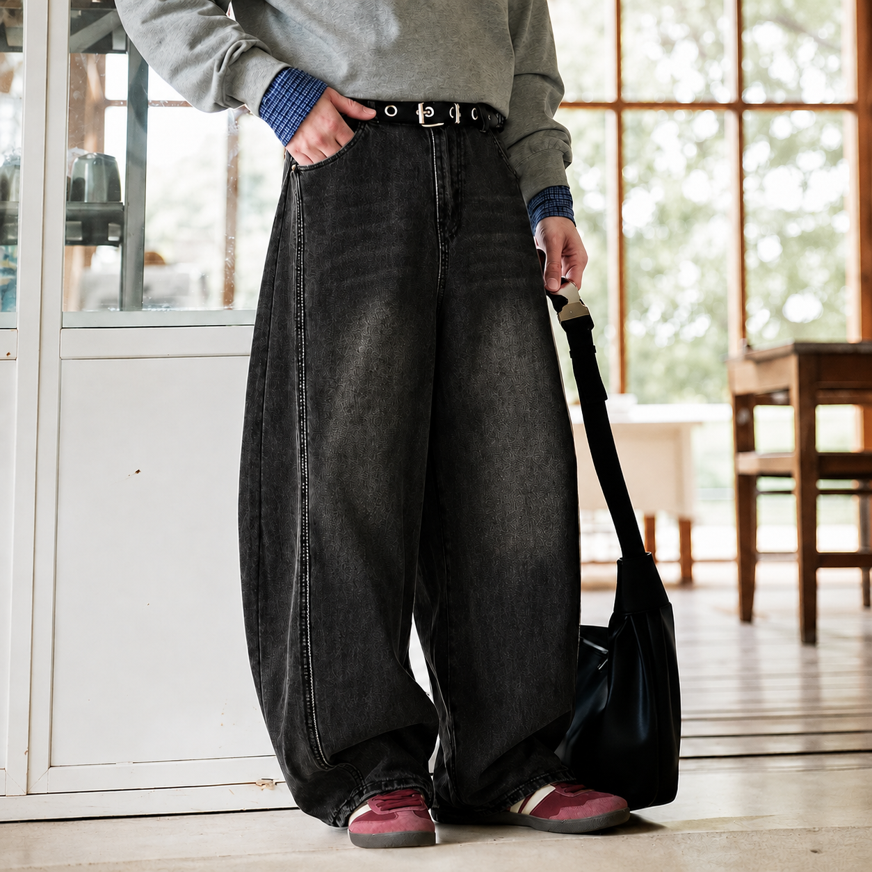 Wide Loose Baggy Hip Hop Streetwear Jeans For Men With Pockets