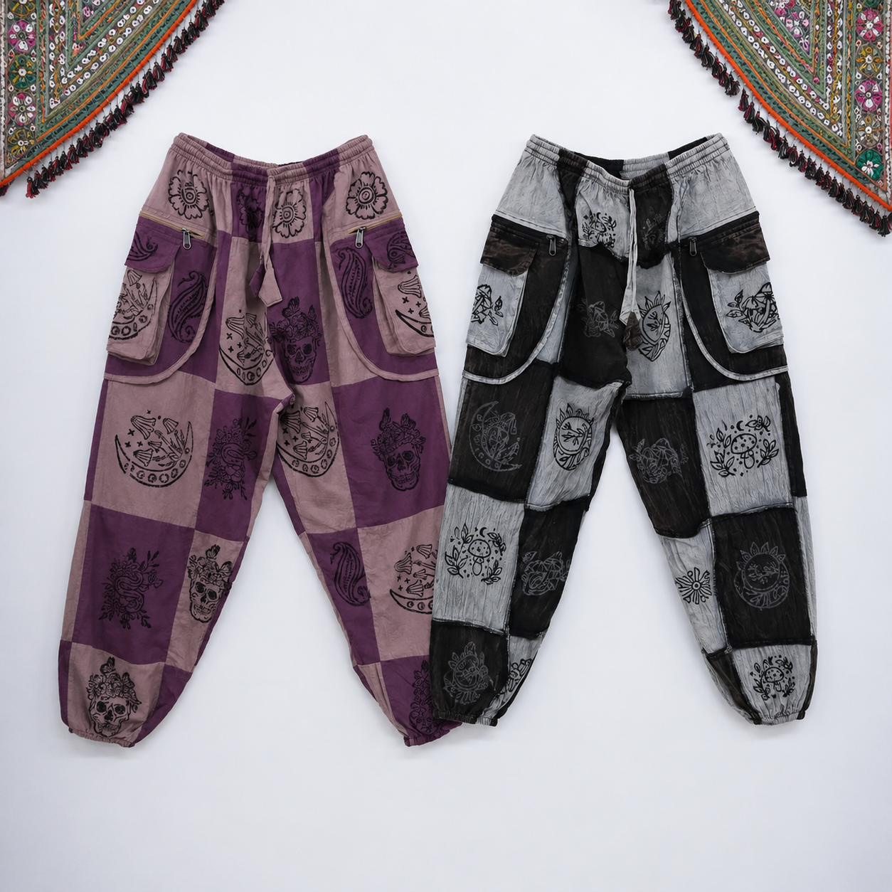  Boho Style Patch Work Hippie Fashion Unisex Trousers Pants 