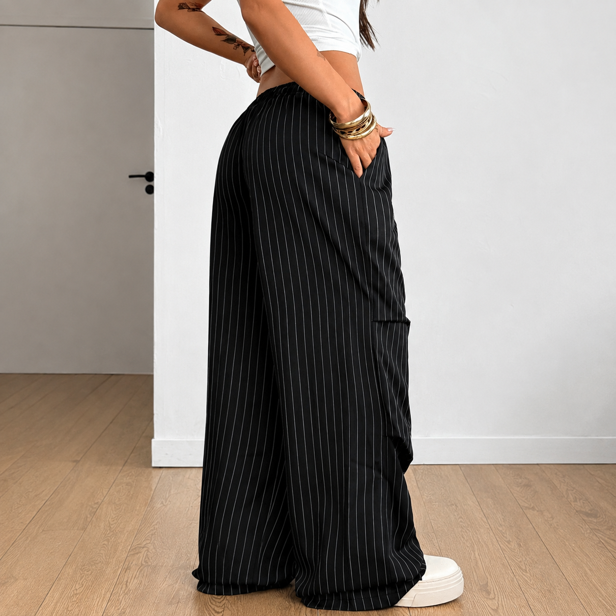 Casual Athletic Streetwear Vintage Wide Straight Sweatpants For Women