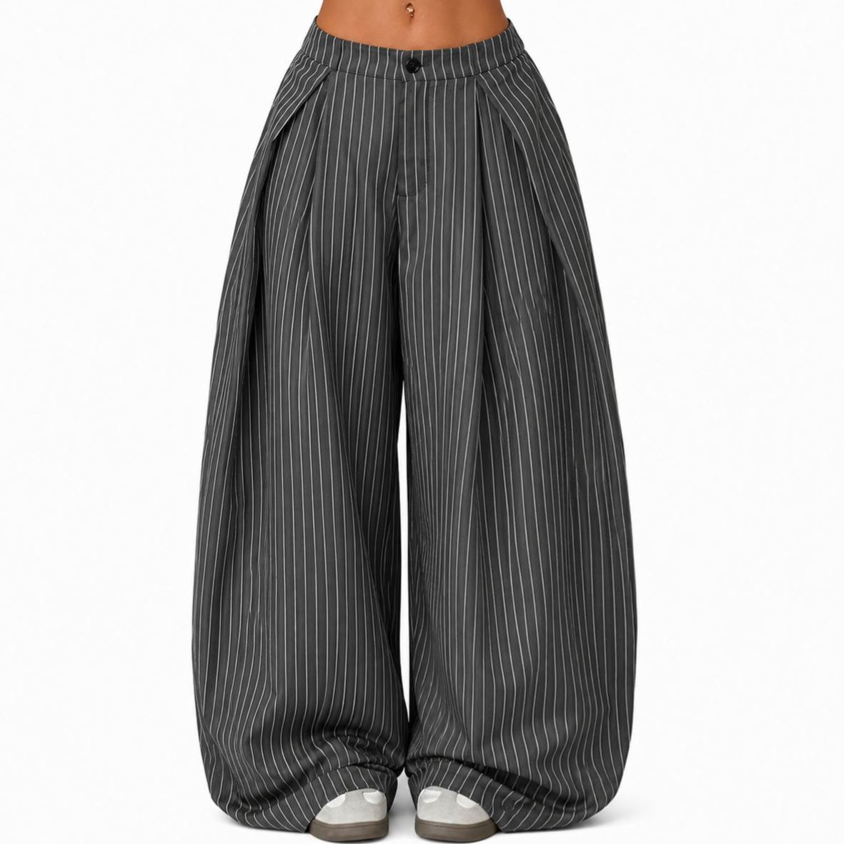 Oversized Pleated Wide Casual Baggy Trousers For Women