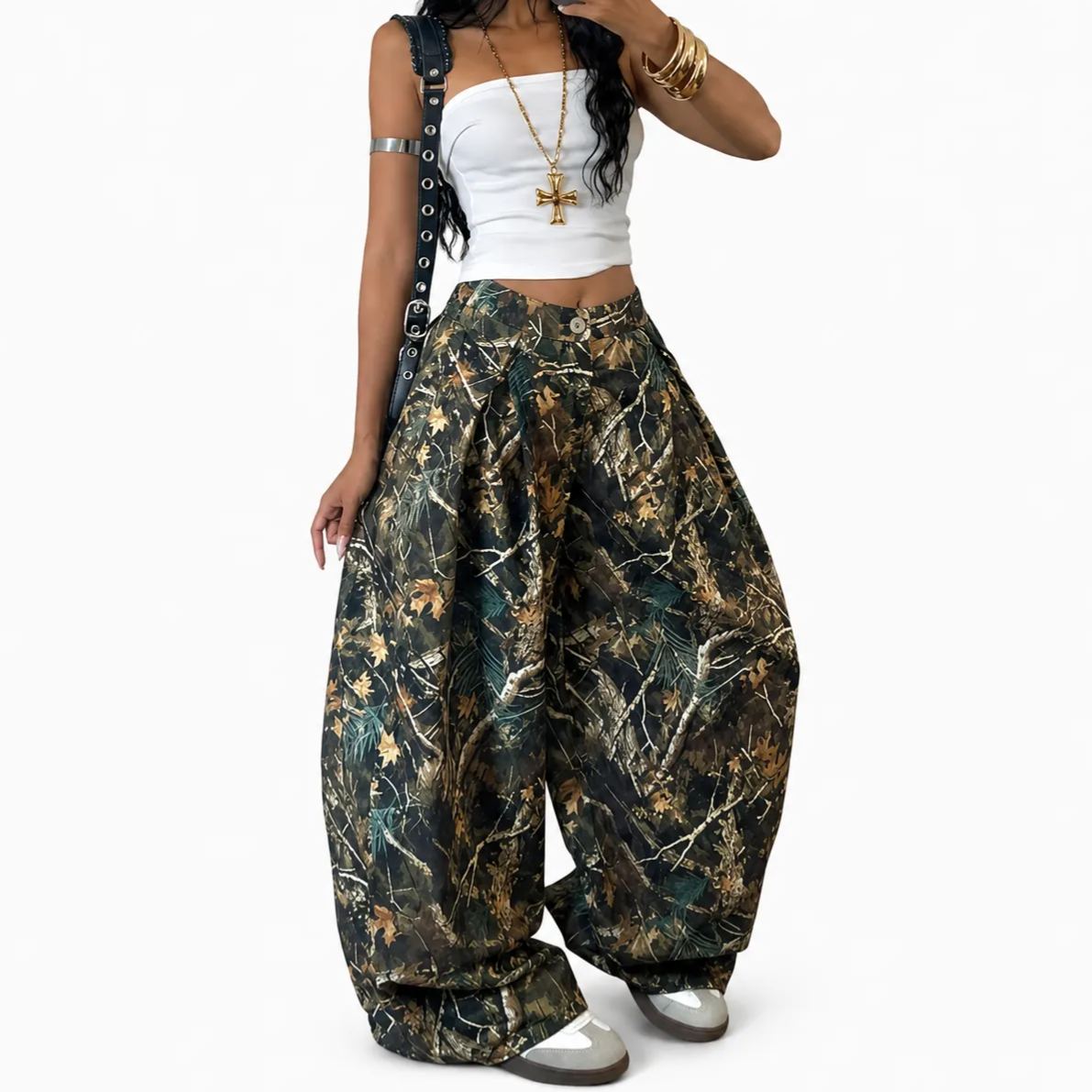 Oversized Pleated Wide Casual Baggy Trousers For Women