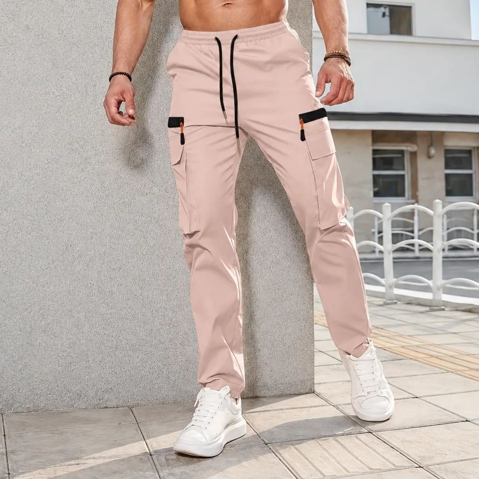 Straight Cut Cargo Pants With Multiple Pockets For Men