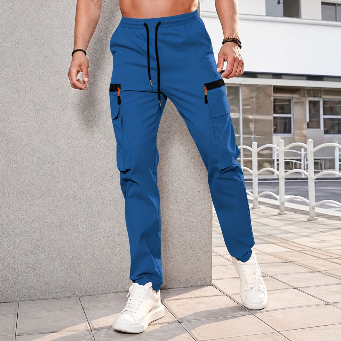 Straight Cut Cargo Pants With Multiple Pockets For Men