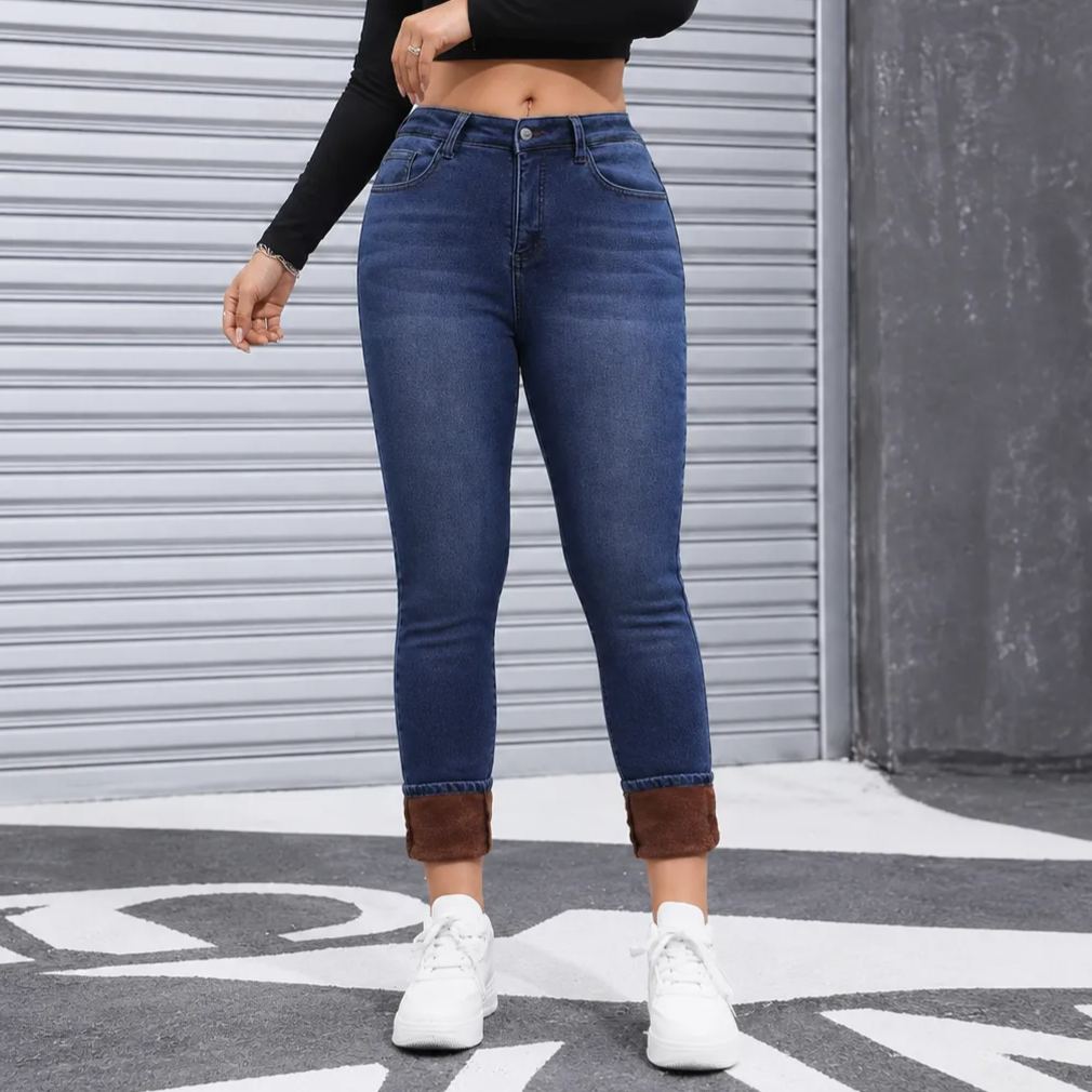 Slim Fit Thermal Woven Trouser Jeans For Women