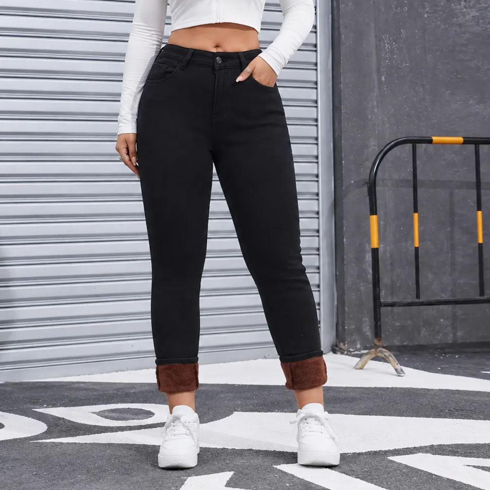 Slim Fit Thermal Woven Trouser Jeans For Women