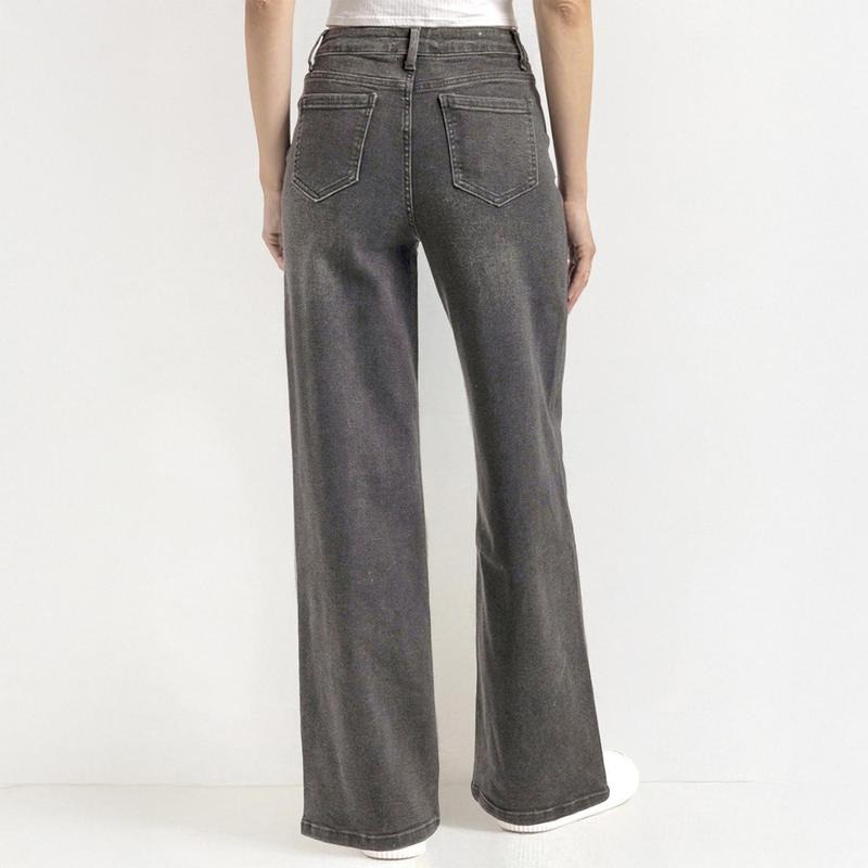 High Rise Wide Fit Stretchy Jeans With Multi Pockets For Women