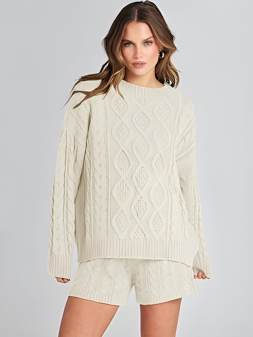 Cozy Knit Sweater And Shorts Set-My Comfy Pant