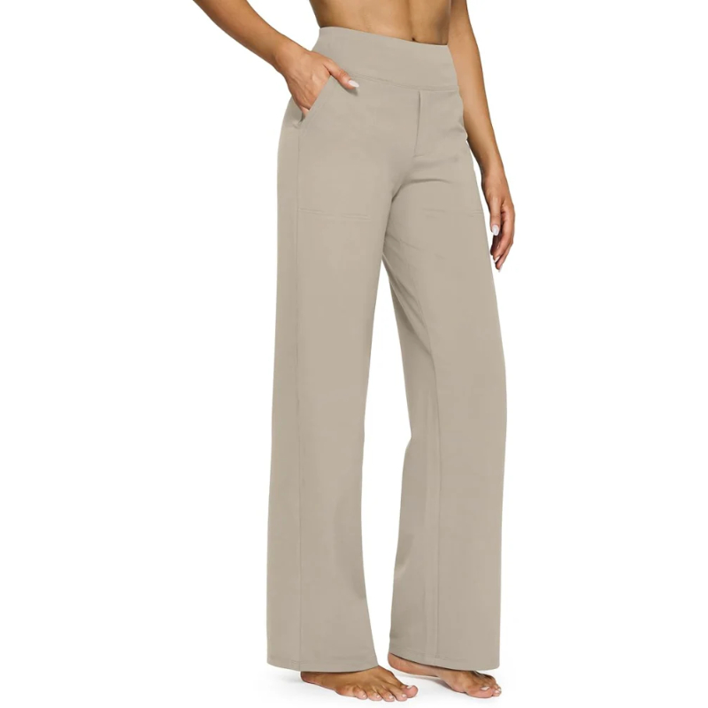 High Rise Stretch Dress Pants With Wide Silhouette For Women