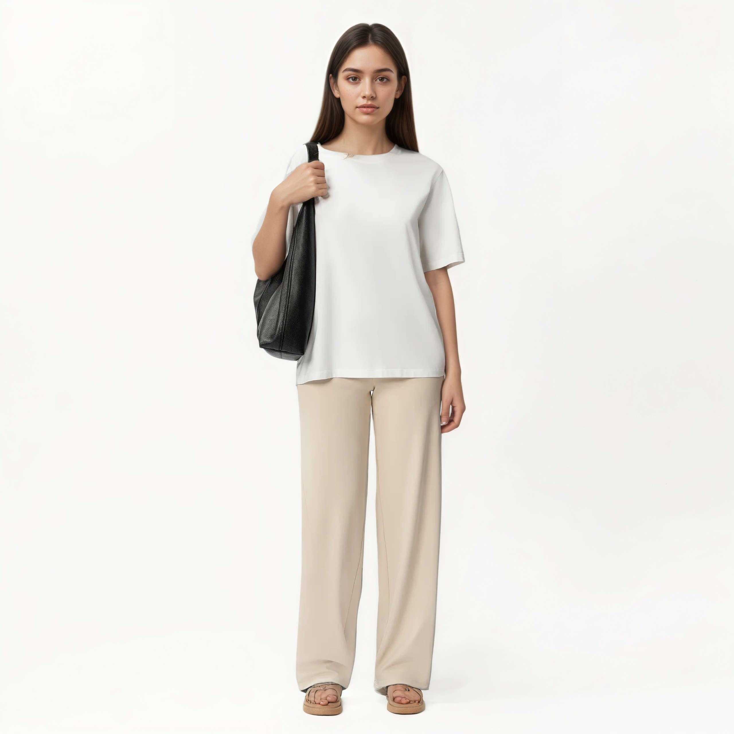 High Rise Straight Fit Pants With Zip Pocket Design