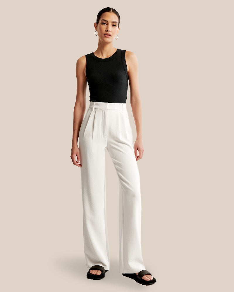 Summer 2023 Icy Tailored Crepe Wide-Leg Pants-My Comfy Pant