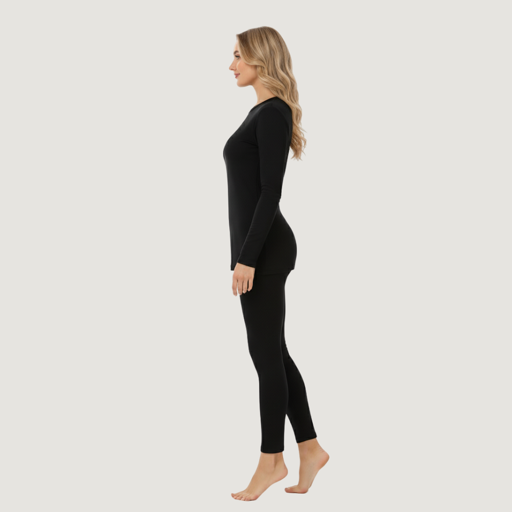 Women Thermal Underwear Set Fleece Lined Long Johns Base Layer