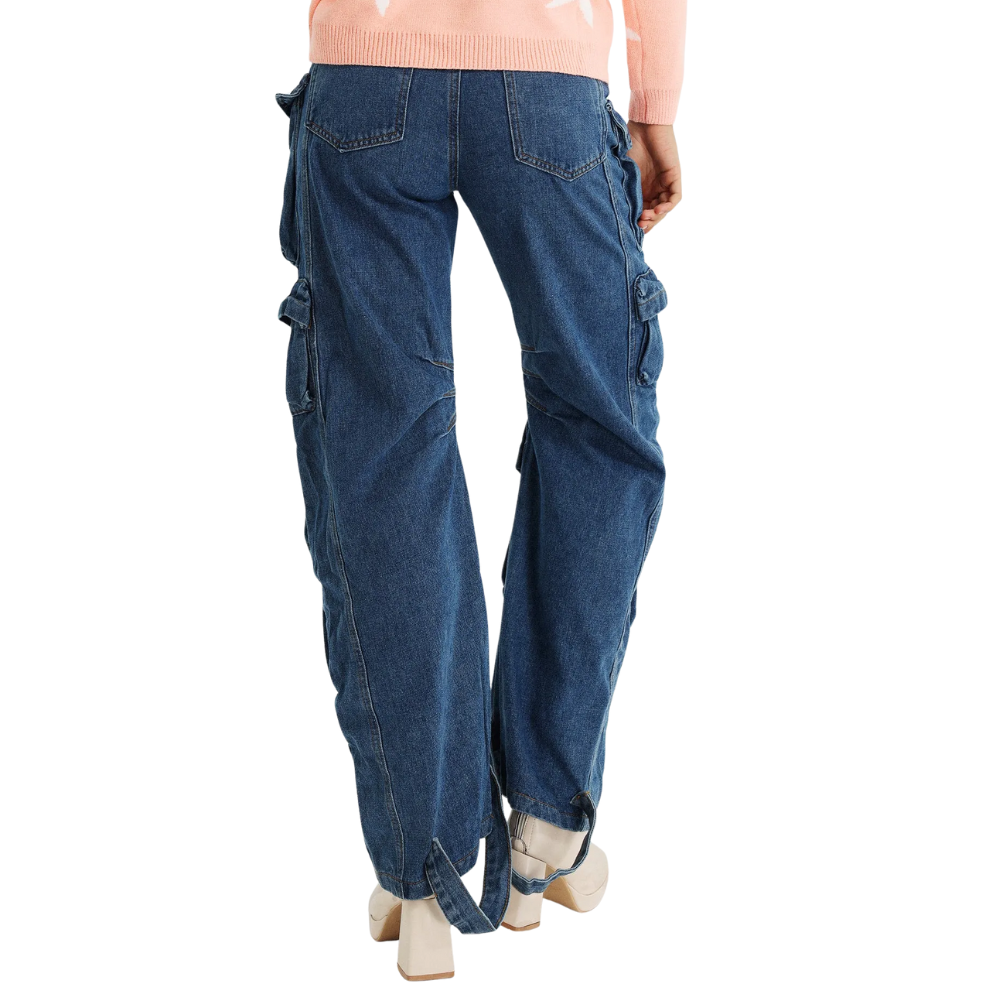Cargo Jeans With Functional Pocket For Women