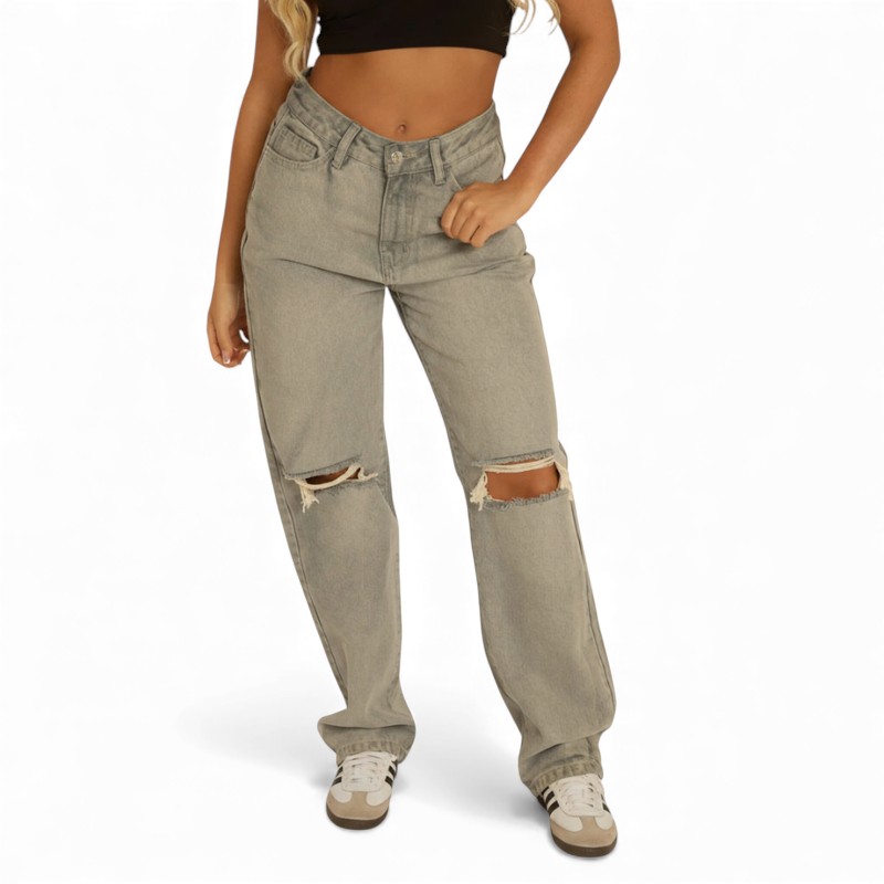 High Rise Mid Wash Jeans With Extra Long Fit For Women