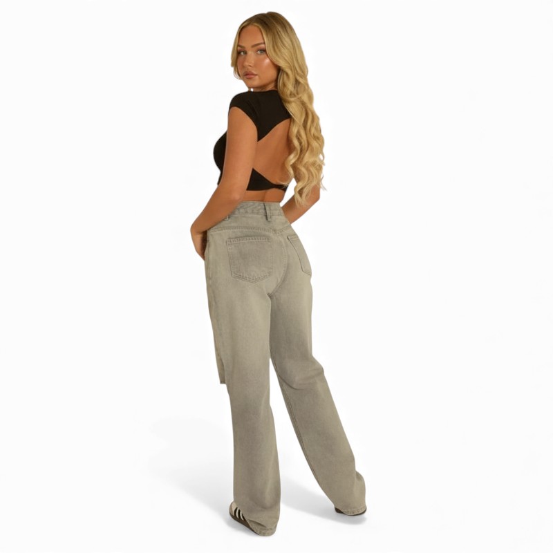 High Rise Mid Wash Jeans With Extra Long Fit For Women