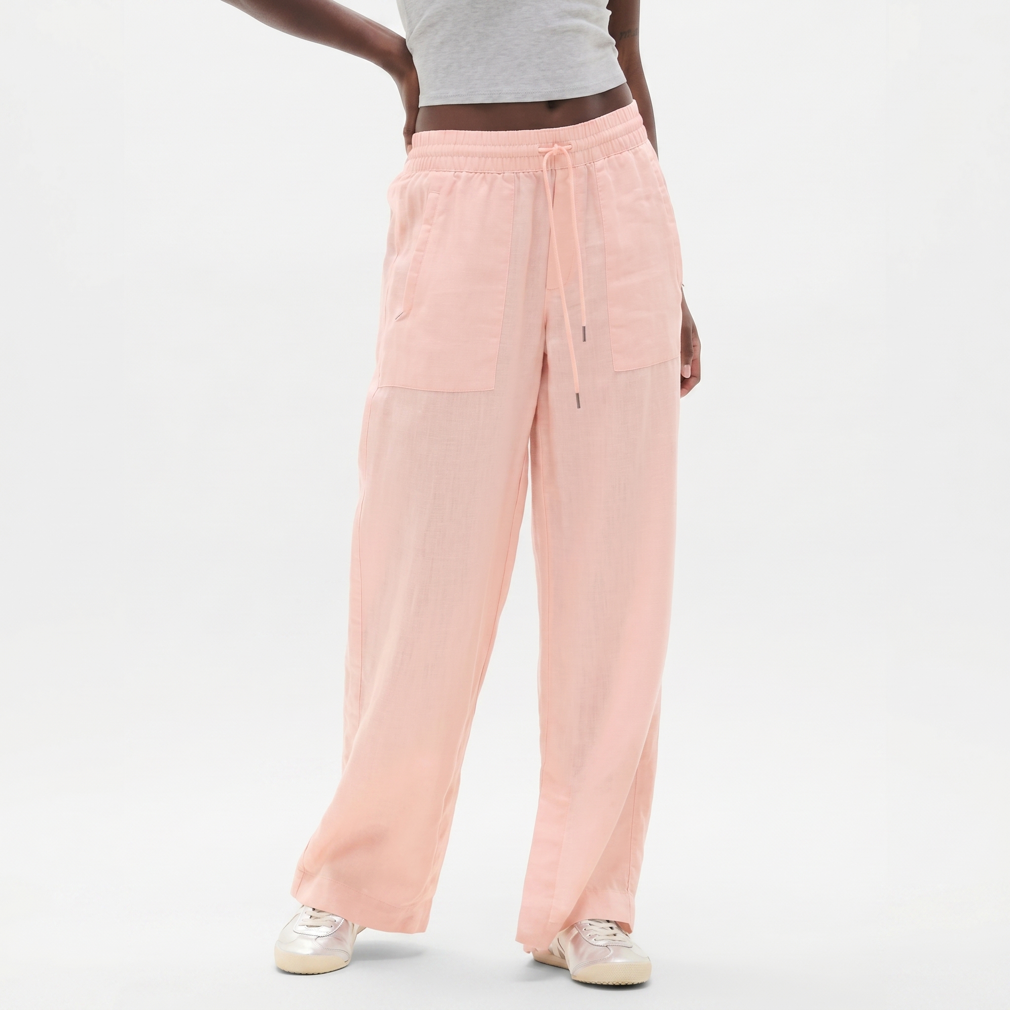 High And Rise Wide Linen Pant Leg For Women
