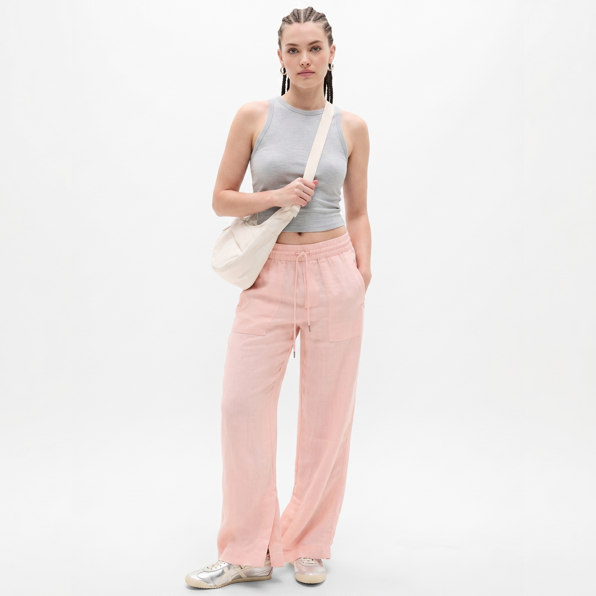 High And Rise Wide Linen Pant Leg For Women