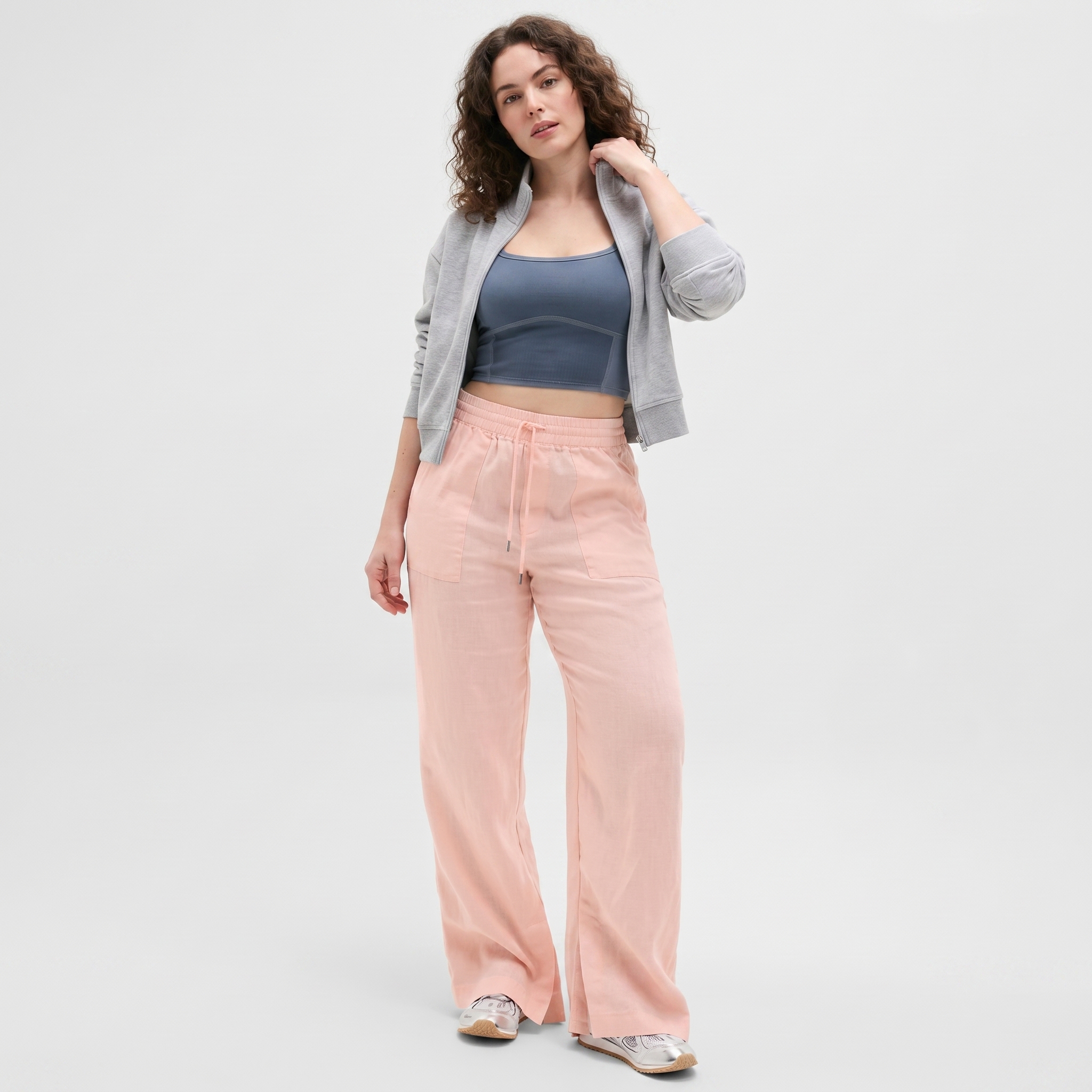 High And Rise Wide Linen Pant Leg For Women