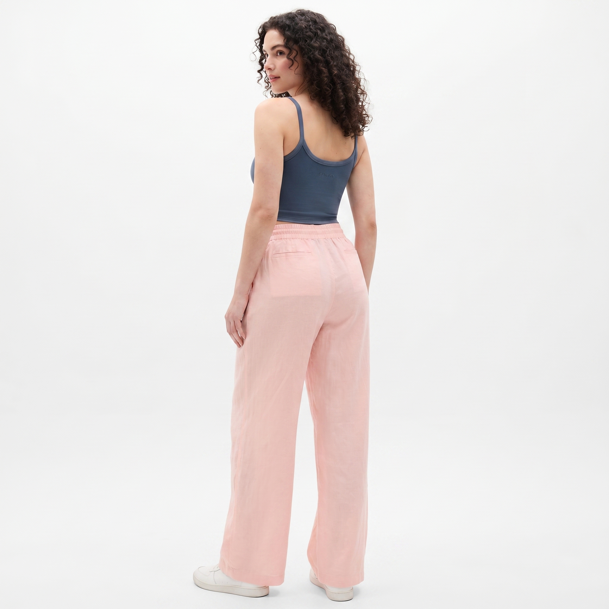 High And Rise Wide Linen Pant Leg For Women