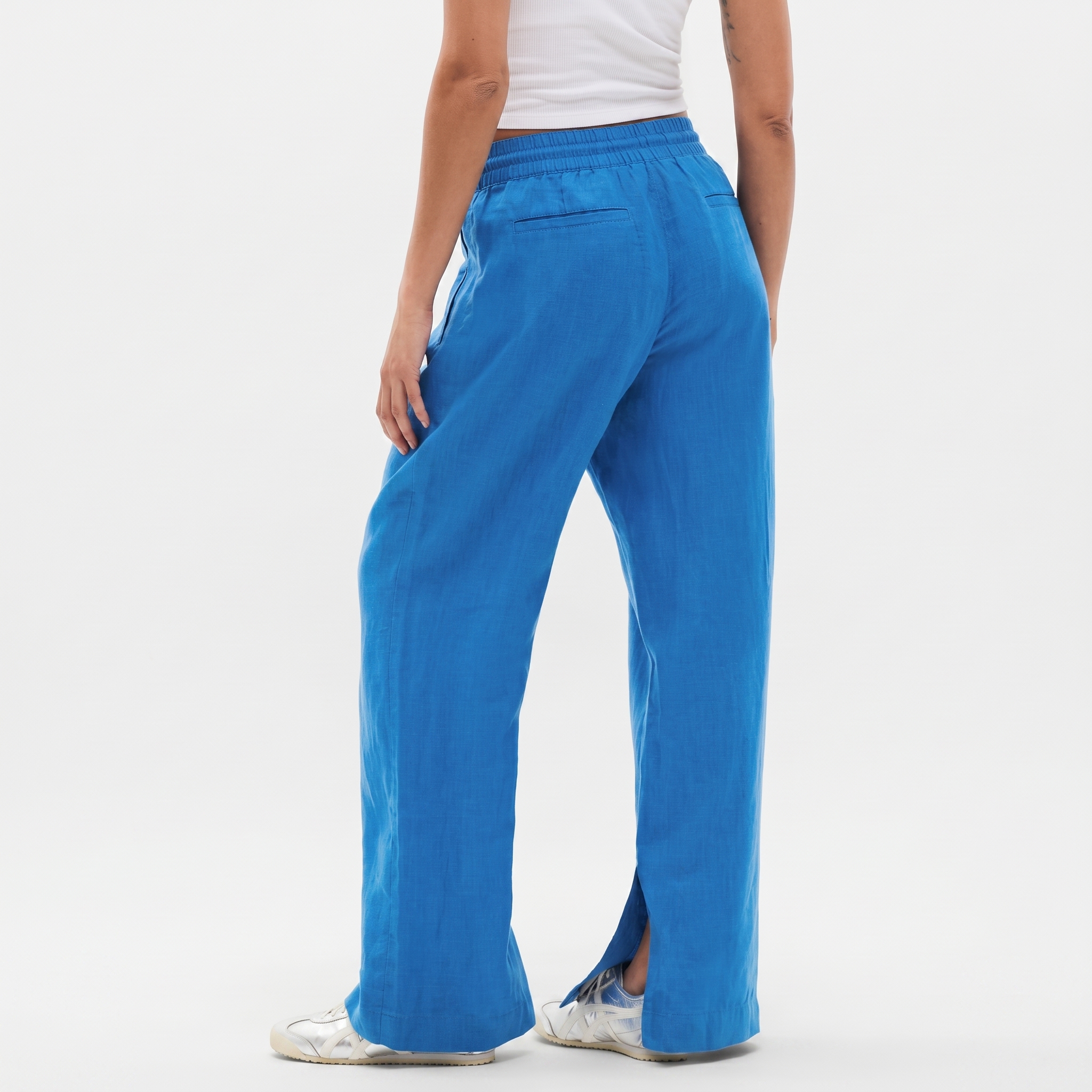 High And Rise Wide Linen Pant Leg For Women