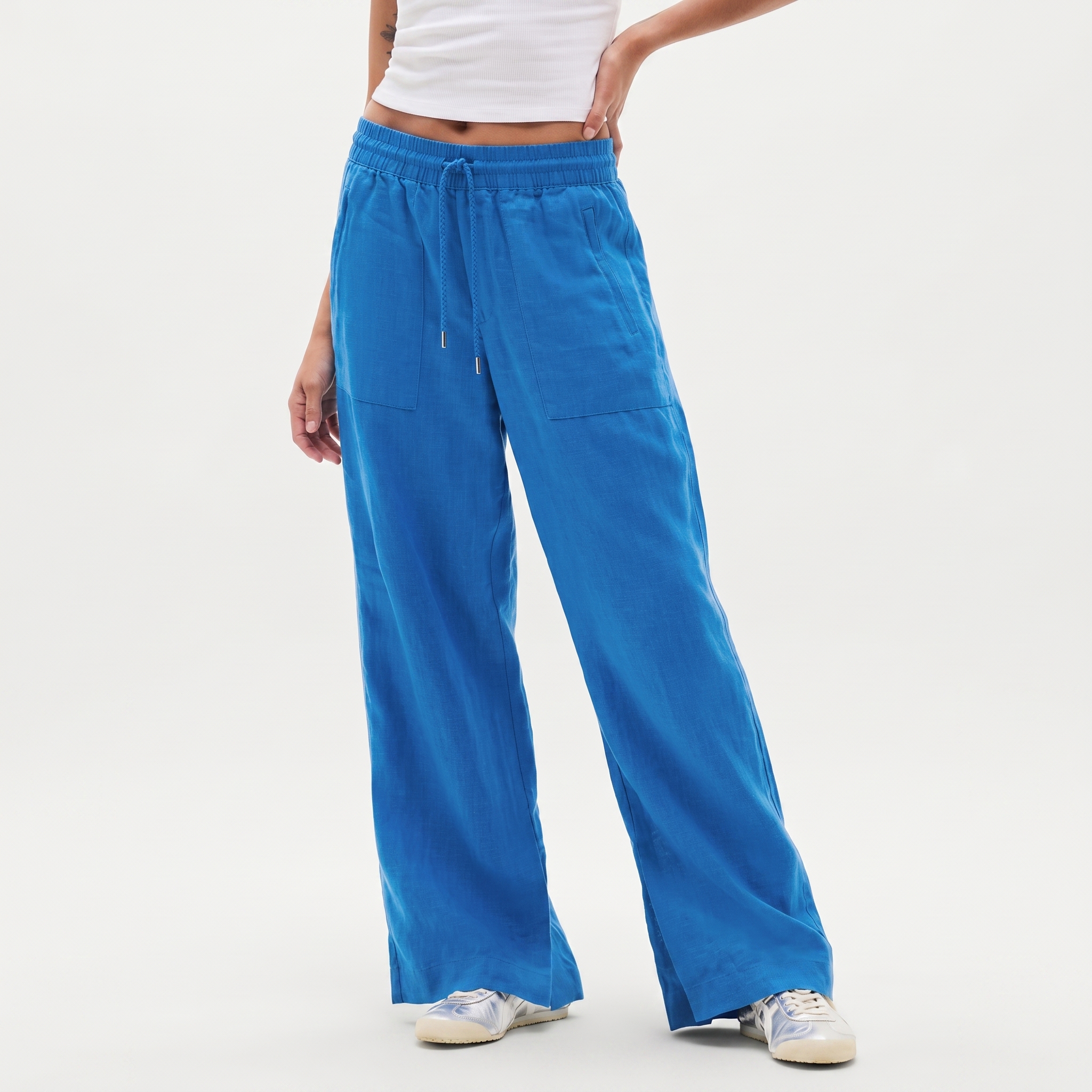 High And Rise Wide Linen Pant Leg For Women