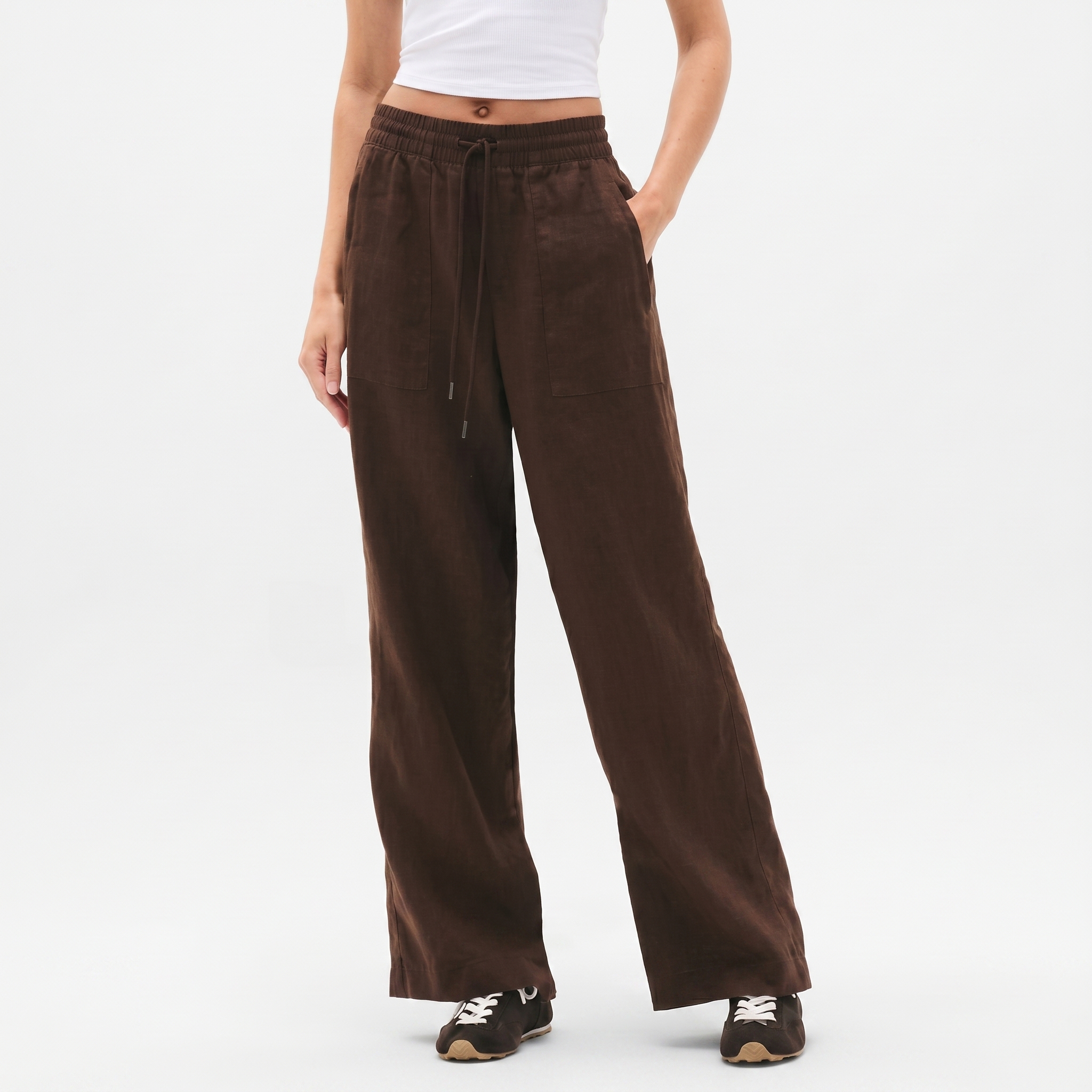 High And Rise Wide Linen Pant Leg For Women
