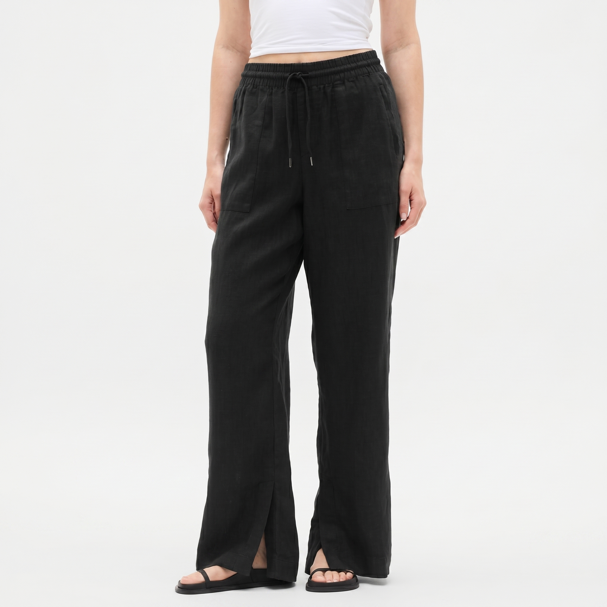 High And Rise Wide Linen Pant Leg For Women