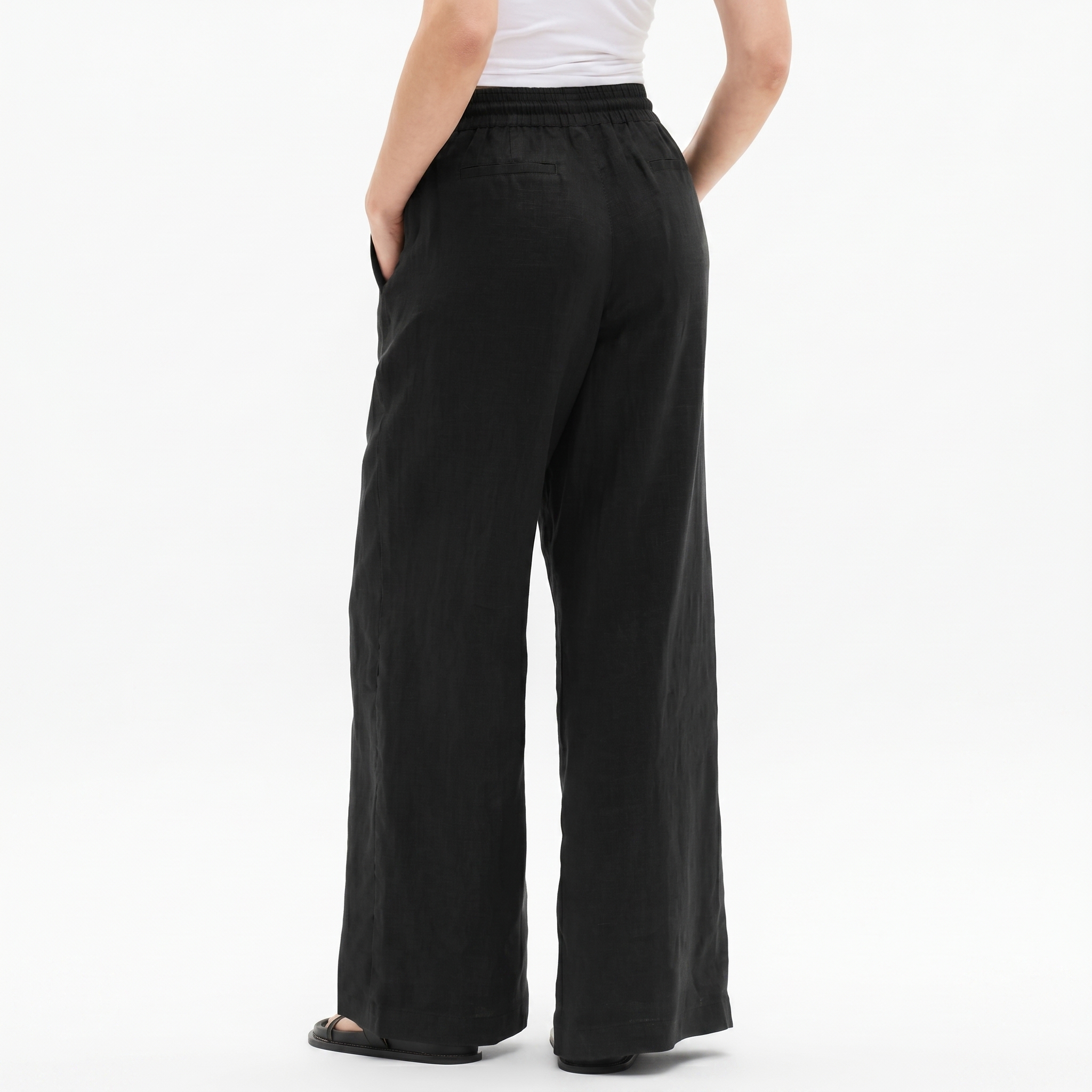 High And Rise Wide Linen Pant Leg For Women