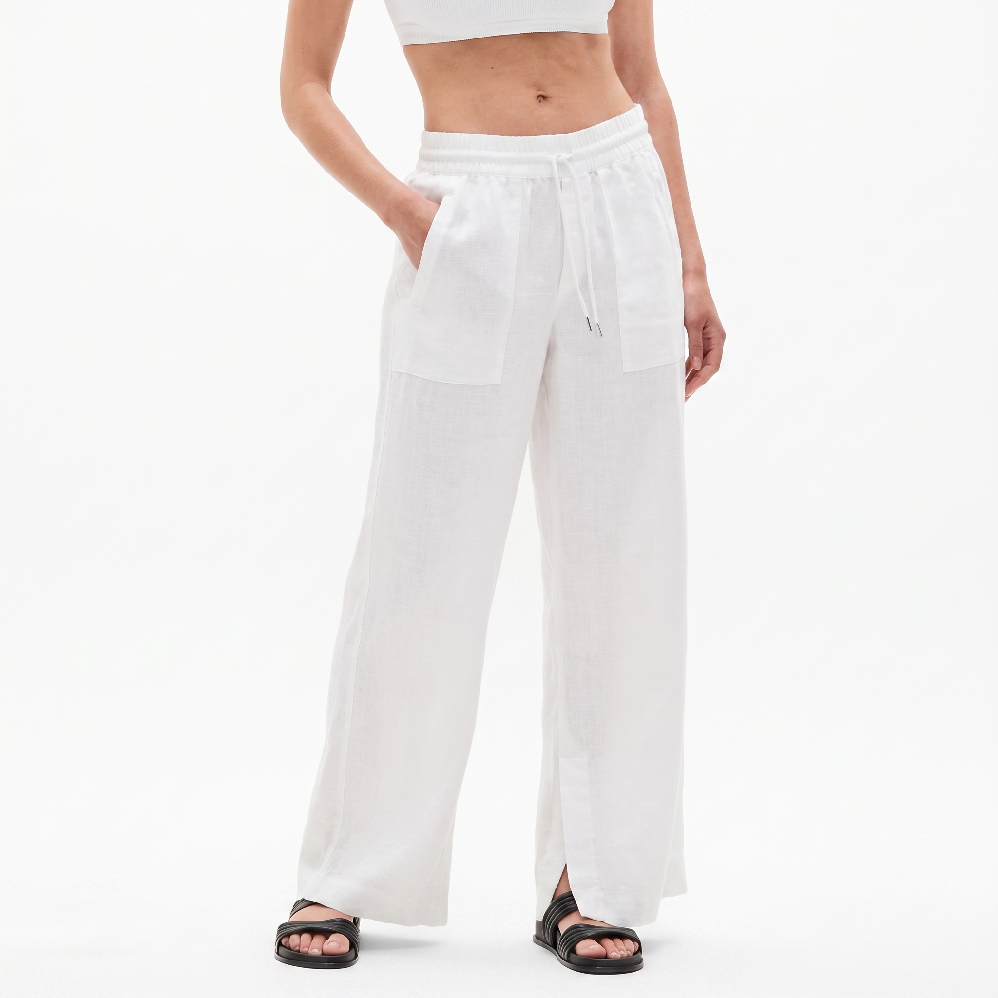 High And Rise Wide Linen Pant Leg For Women