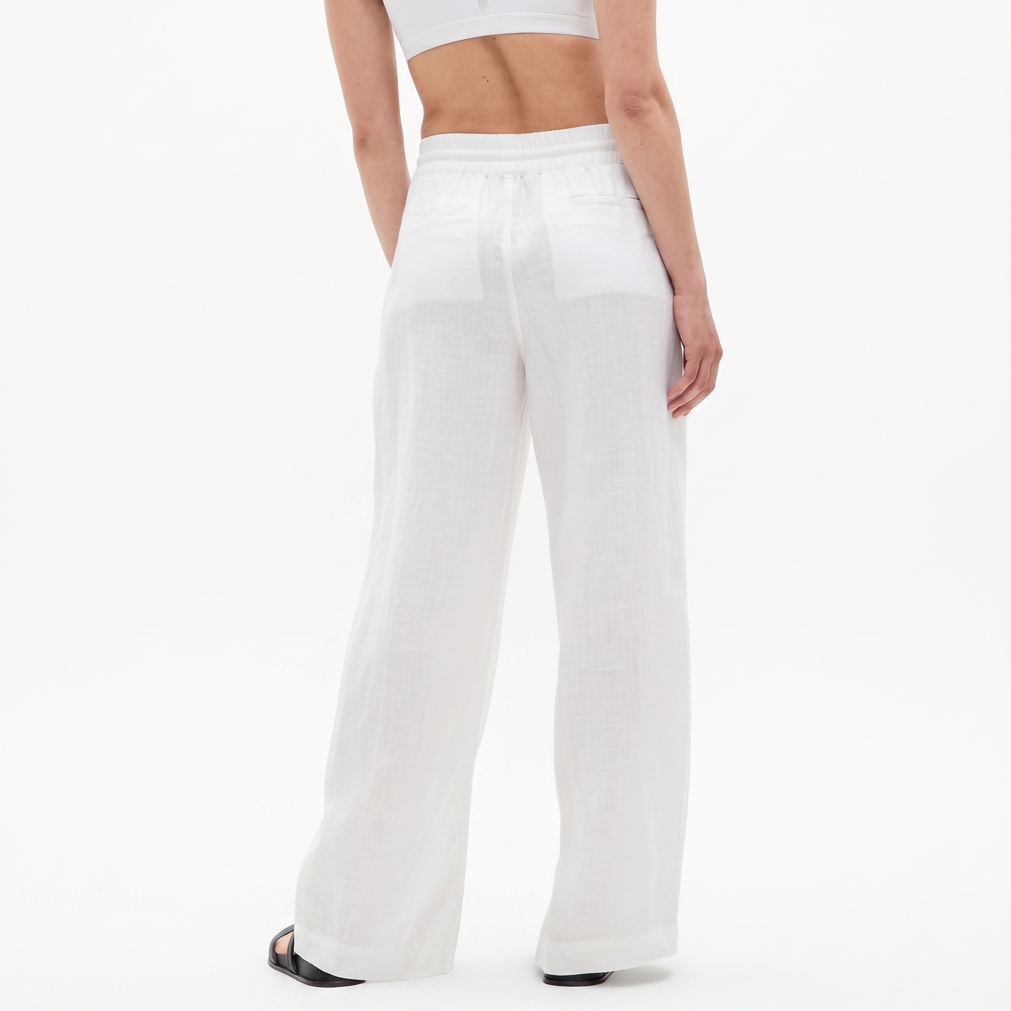 High And Rise Wide Linen Pant Leg For Women