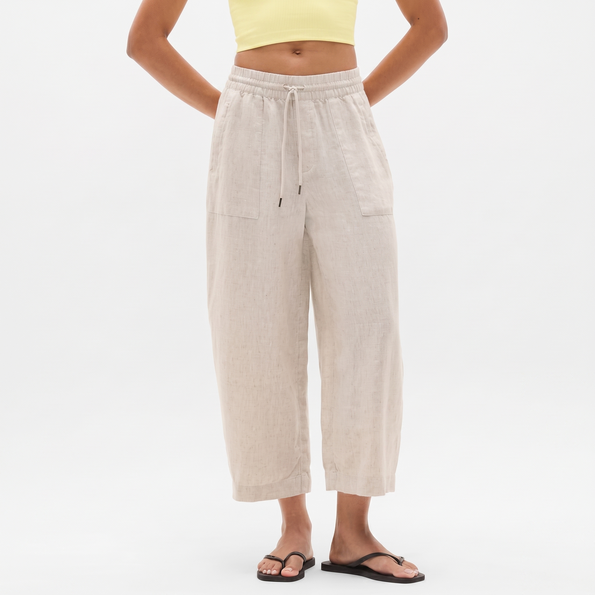 High And Rise Wide Linen Pant Leg For Women