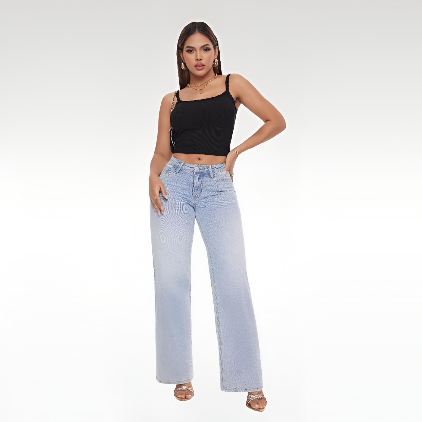 Mid Rise Wide Style Baggy Jeans For Women