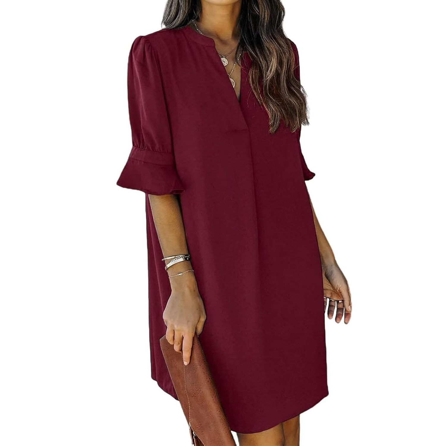 Summer Ruffle Short Sleeve Casual Shift Dress