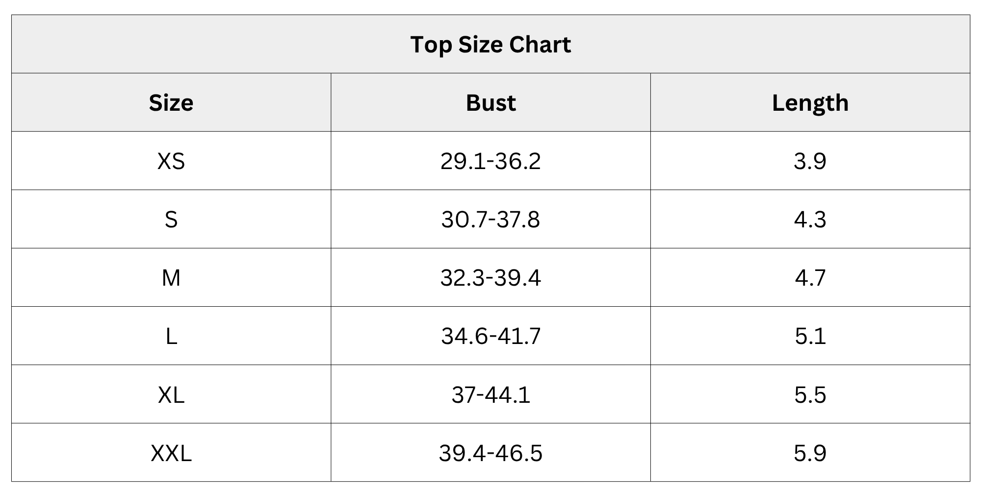 Size Chart